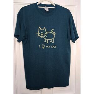 I Heart My Cat Drawing Short-Sleeve T-Shirt Cat Lady Heavyweight Men's M(1089)